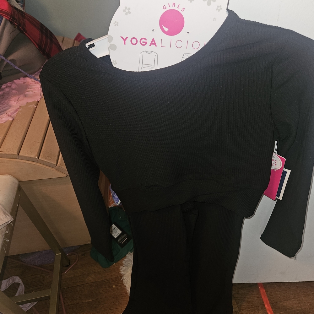 Yogalicious Girls Black Ribbed Set